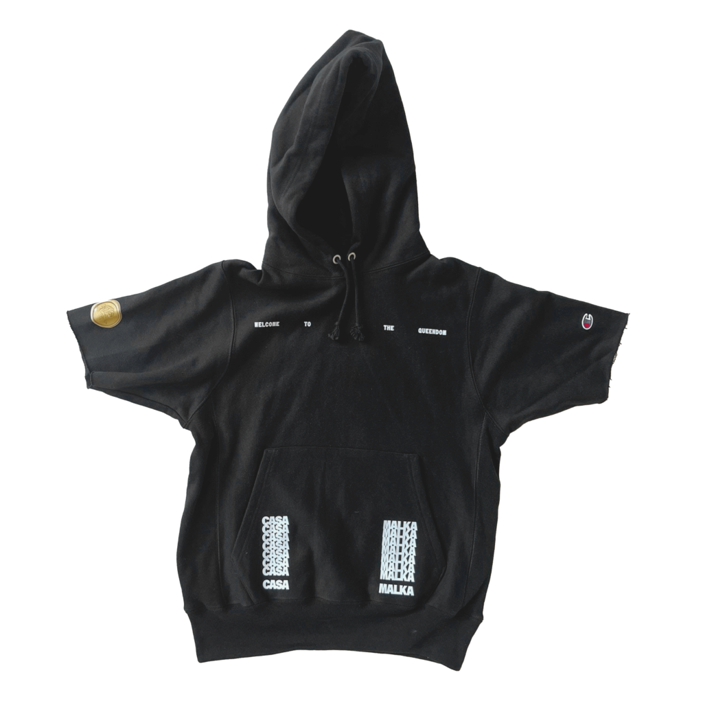 Studio shot of black Casa Malka hoodie